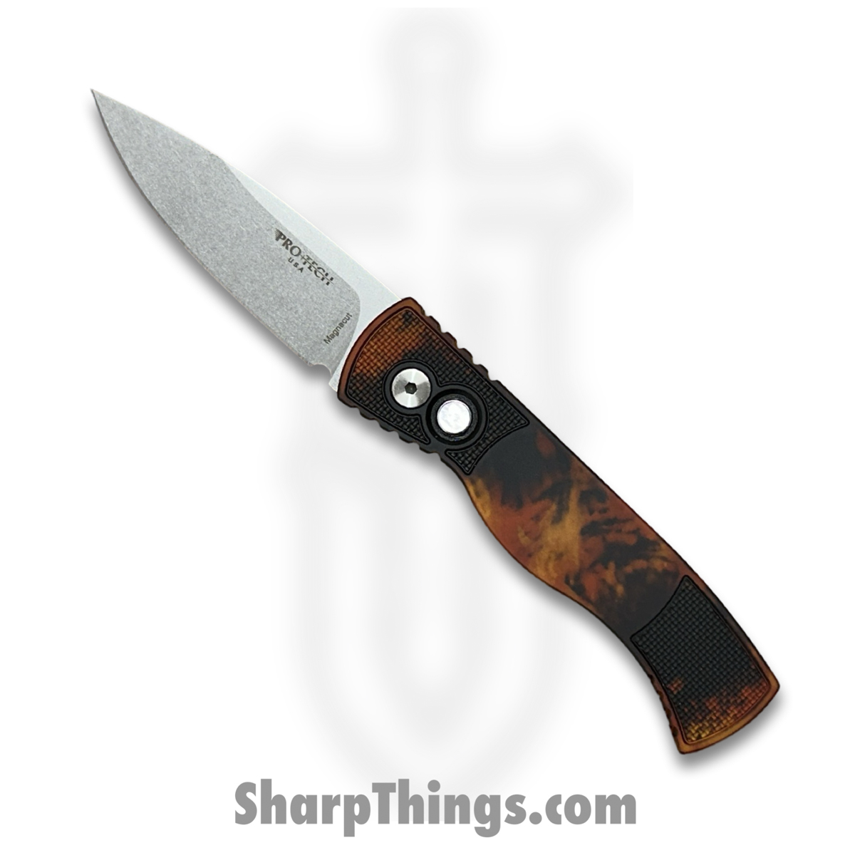 b47c148a-bc5e-4f9b-bc5b-fa3cb3e81105_T201-DF_1.jpg ProTech - T201-DF - Del Fuego TR 2 - Automatic Knife - CPM MagnaCut Stonewash Drop Point - 6061-T6 Aluminum - Black - Image 1