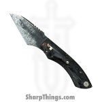 Royalty Rings Co. - RRC-NYX-01 - NYX - Fixed Blade Knife - Baker Forge Damascus Damascus Kiridashi - Carbon Fiber - Black/Copper