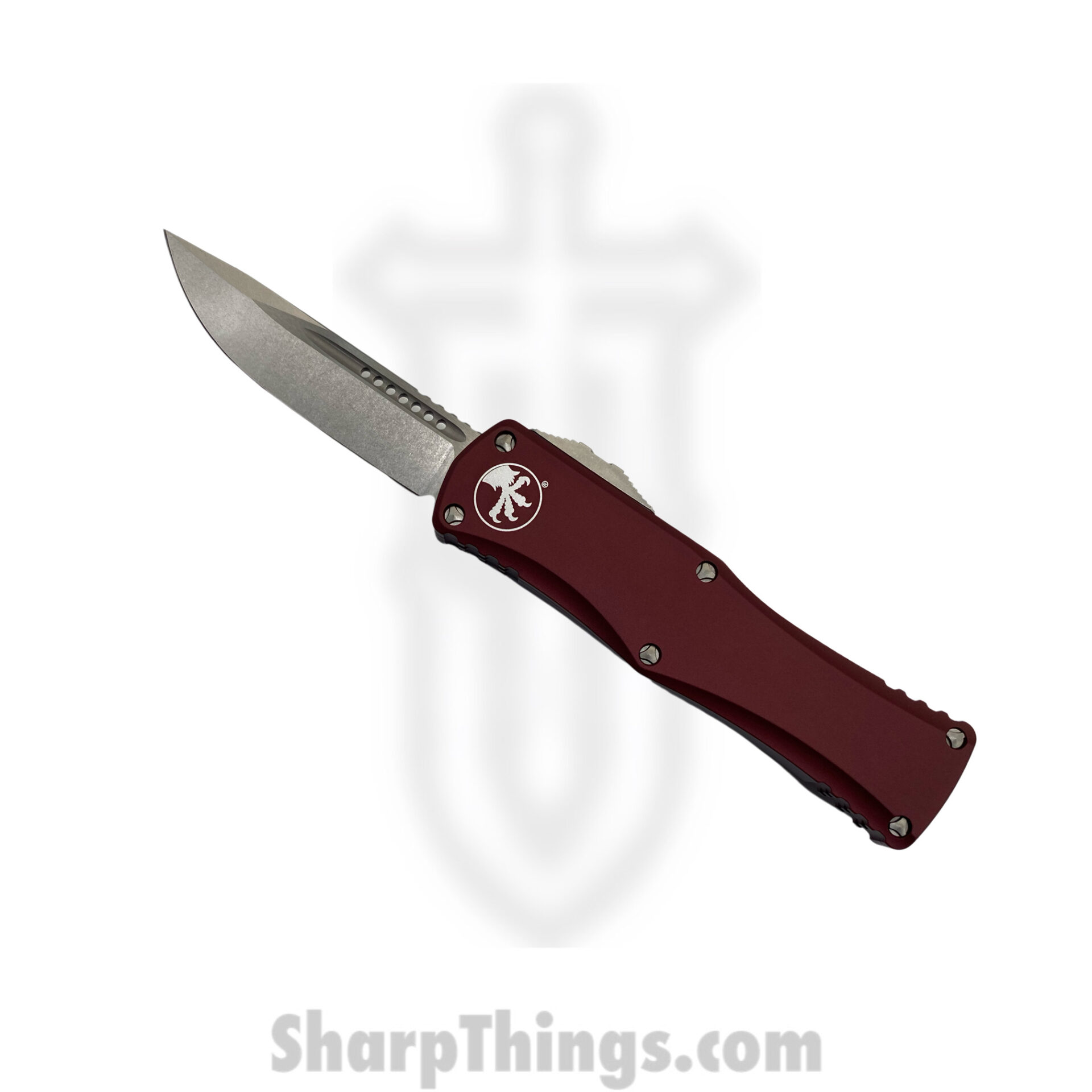 b64140dc-ffe8-4d46-9d1a-730241305951_703-10MR_1.jpg Microtech - 703-10MR - Hera - OTF Auto - Elmax, M390, 204P Stonewash Drop Point - 6061-T6 Aluminum - Merlot - Image 1
