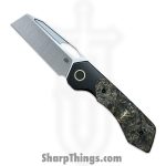 High Grain Knives - HGKGDMCF - DeVille - Folding Knife - Magnacut Hollow Grind Satin Wharncliffe - Ti Gold Dark Matter - Black/Gold