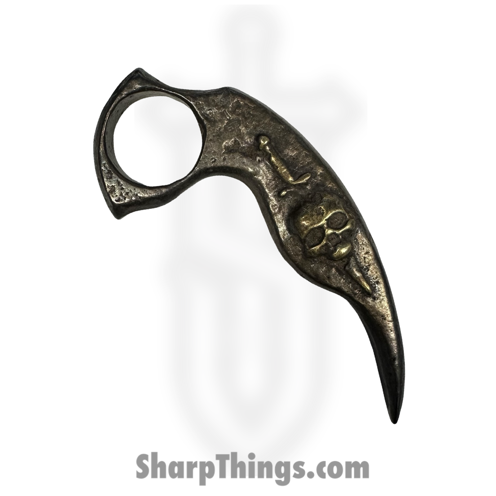 b701fb76-3d38-4738-a385-af39a7490a7c_HB-ST-SKLDGB_1.png Heavy Barrel Designs - HB-ST-SKLDGB - Stinger Skull and Dagger - Cast - Brass - Natural - Image 1