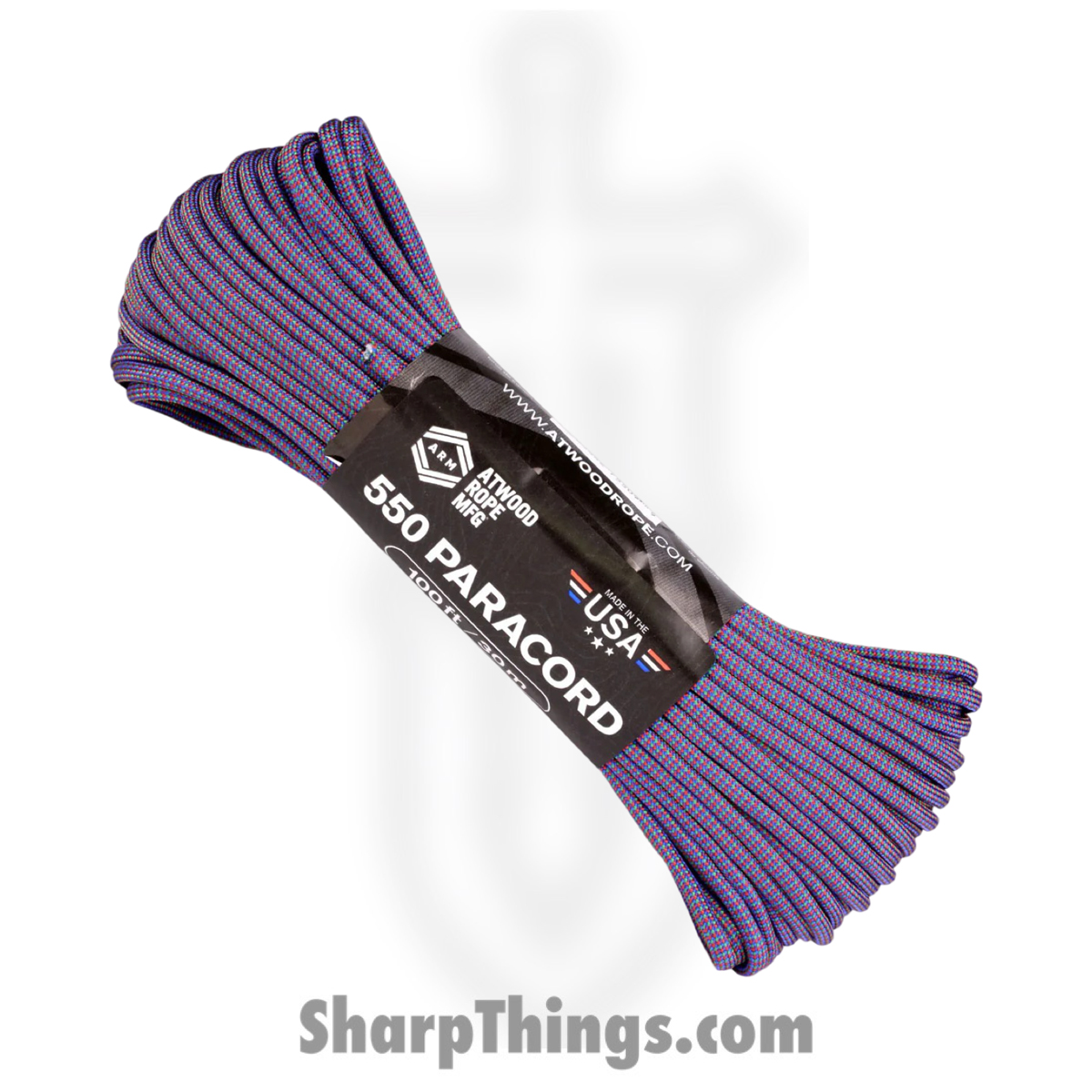 b7ea2b64-950d-409d-8ef6-bfa5286cf462_RG1296H_1.jpg Atwood Rope MFG - RG1296H - Chromaflair Paracord 100ft - Purple Red Green - Image 1