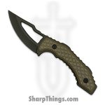 SkyRaider Knives - SRK1-SKN-OD-DCT - SRK1 Skinner - Fixed Blade Knife - A2 - OD Green Coated - Swept Point - Coyote Tan Diamond Scales