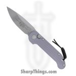 Microtech - 135-10GY - L.U.D.T. - Automatic Knife - Elmax, M390, 204P Stonewash Drop Point - 6061-T6 Aluminum - Gray