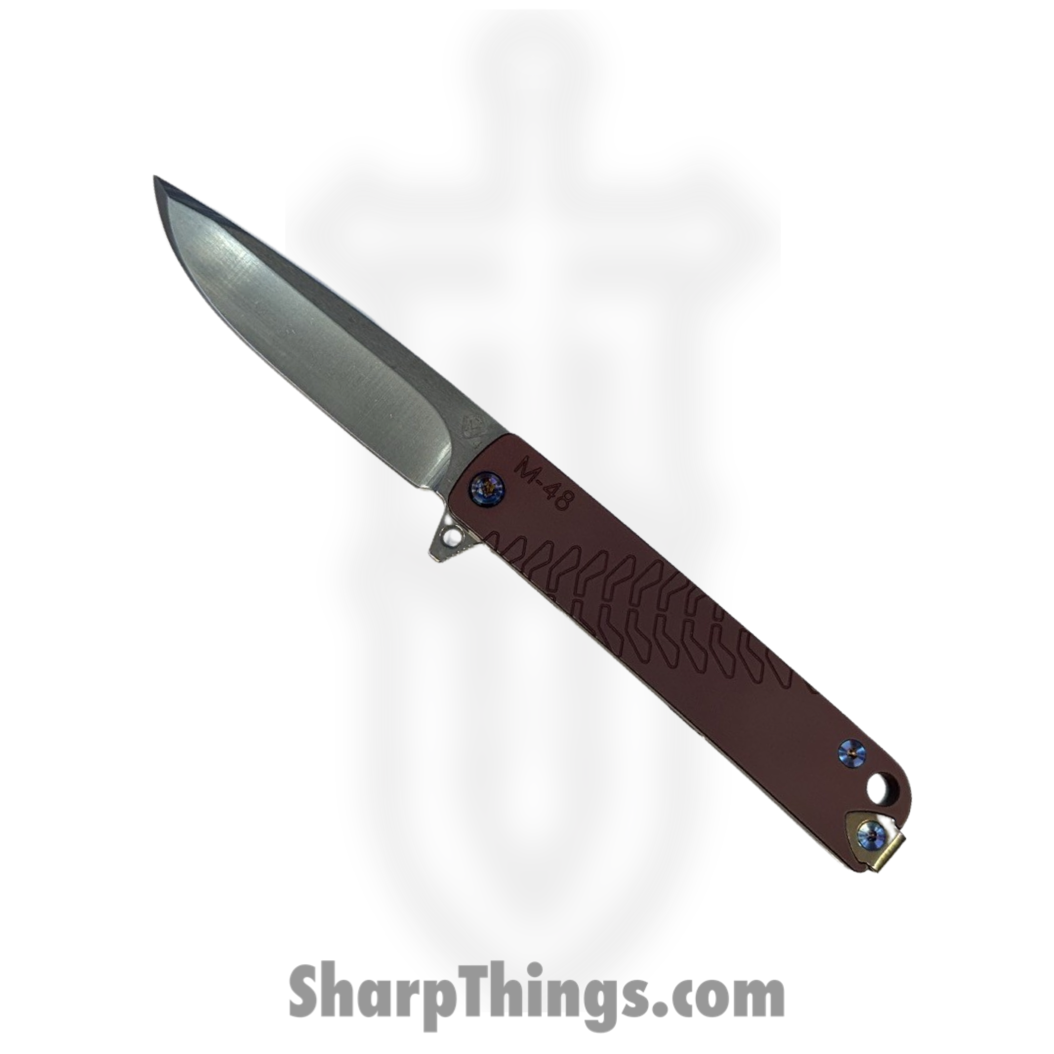 b89916c6-4bab-4b2b-95a6-64c632b32e12_030724F_1.png Medford Knife and Tool - 030724F - M-48 - Folding Knife - S45VN Tumbled Drop Point - Aluminum - Red - Image 1