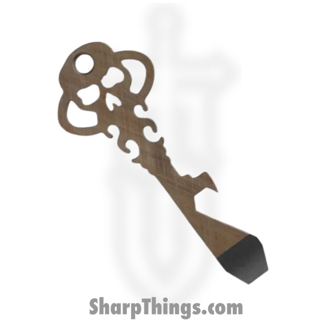 b8f137ad-f43c-4567-b5ce-f6878b64dac6_KEY_TL_BTI_CH_1.jpg Chaves Knives - KEY/TL/BTI/CH - Skeleton Key Tool Prybar - Titanium Crosshatch - Bronze - Image 1