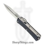 Microtech - 184-10 - Glykon - OTF Auto - Elmax, M390, 204P Stonewash Dagger - 6061-T6 Aluminum/Titanium Overlays - Black/Gray