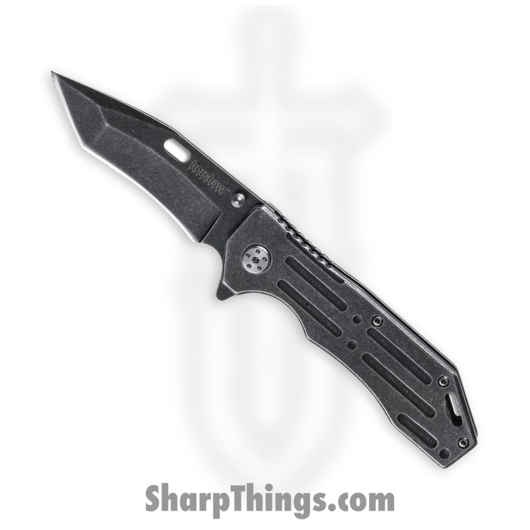 b903f45e-ed32-438f-b469-90625592a617_1302BW_1.jpg Kershaw - 1302BW - Lifter - Folding Knife - 4Cr14 BlackWash™ American Tanto with Recurve - Stainless Steel - BlackWash™ - Image 1