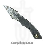 Royalty Rings Co. - RRC-Heph-SM - Hephaestus Small - Fixed Blade Knife - Baker Forge Damascus Damascus Kiridashi - Skeletonized - Natural