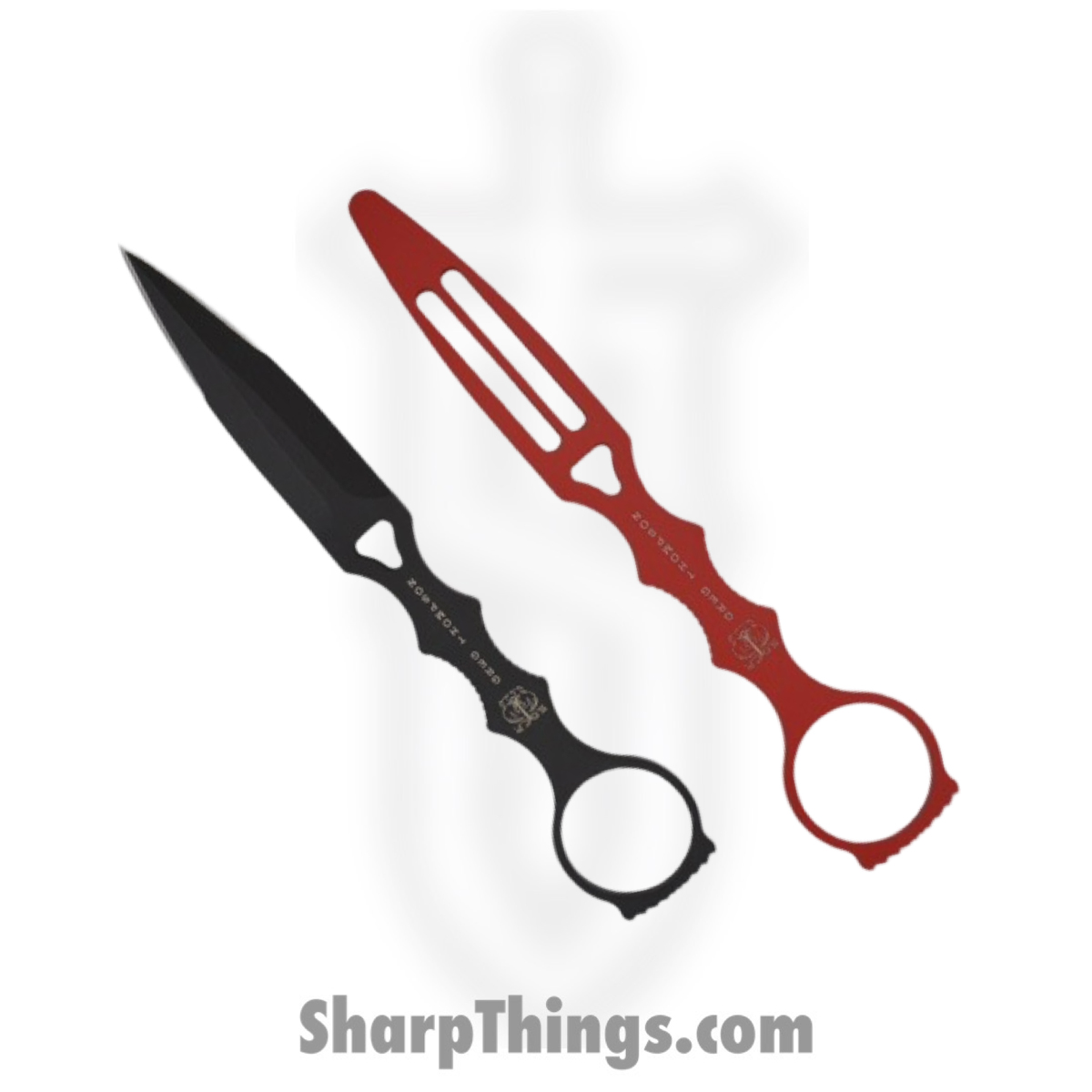 b997acbf-e0e4-4343-9a36-94a05cd3316e_176BKSN-COMBO_1.jpg Benchmade - 176BKSN-COMBO - SOCP Dagger and Trainer Combo - Fixed Blade Knife - 440C SS Coated Dagger - Skeletonized - Black Red - Image 1