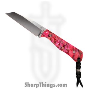 Jack Wolf Knives - COLLU-01-RED-ABALONE - Collusion - Fixed Blade Knife - S90V Satin Reverse Tanto - Abalone - Red