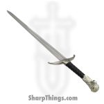 Valyrian Steel - VS0106 - Game of Thrones Longclaw Sword of Jon Snow - Fixed Blade Knife - Stainless Satin Dagger - Leather Wrapped - Black Silver