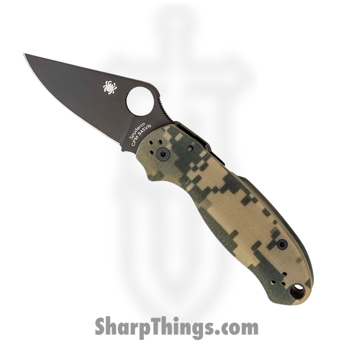 bae6f391-bdcf-46ff-8a2d-25f1e93ad28f_SC223GPCMOBK_1.jpg Spyderco - SC223GPCMOBK - Para 3 - Folding Knife - CPM S45VN Black Clip Point - G10 - Digital Camo - Image 1