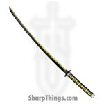 SBC - DEADPOOL0125 - Deadpool - Fixed Blade Knife - 1045 HC Black w/ Yellow Katana - Leather Wrapped - Black Yellow