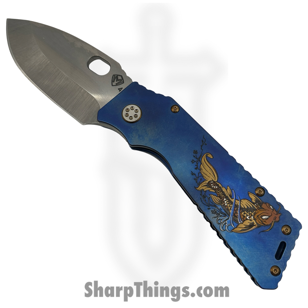 bb899db5-c09b-432b-b690-7f0905e0acf1_MK0144TQ-37A2-T1C1-Q4_1.jpg Medford Knife and Tool - MK0144TQ-37A2-T1C1-Q4 - TFF-1 - Folding Knife - S45VN Tumbled Drop Point - "Japanese Koi Fish" Titanium - Blue - Image 1
