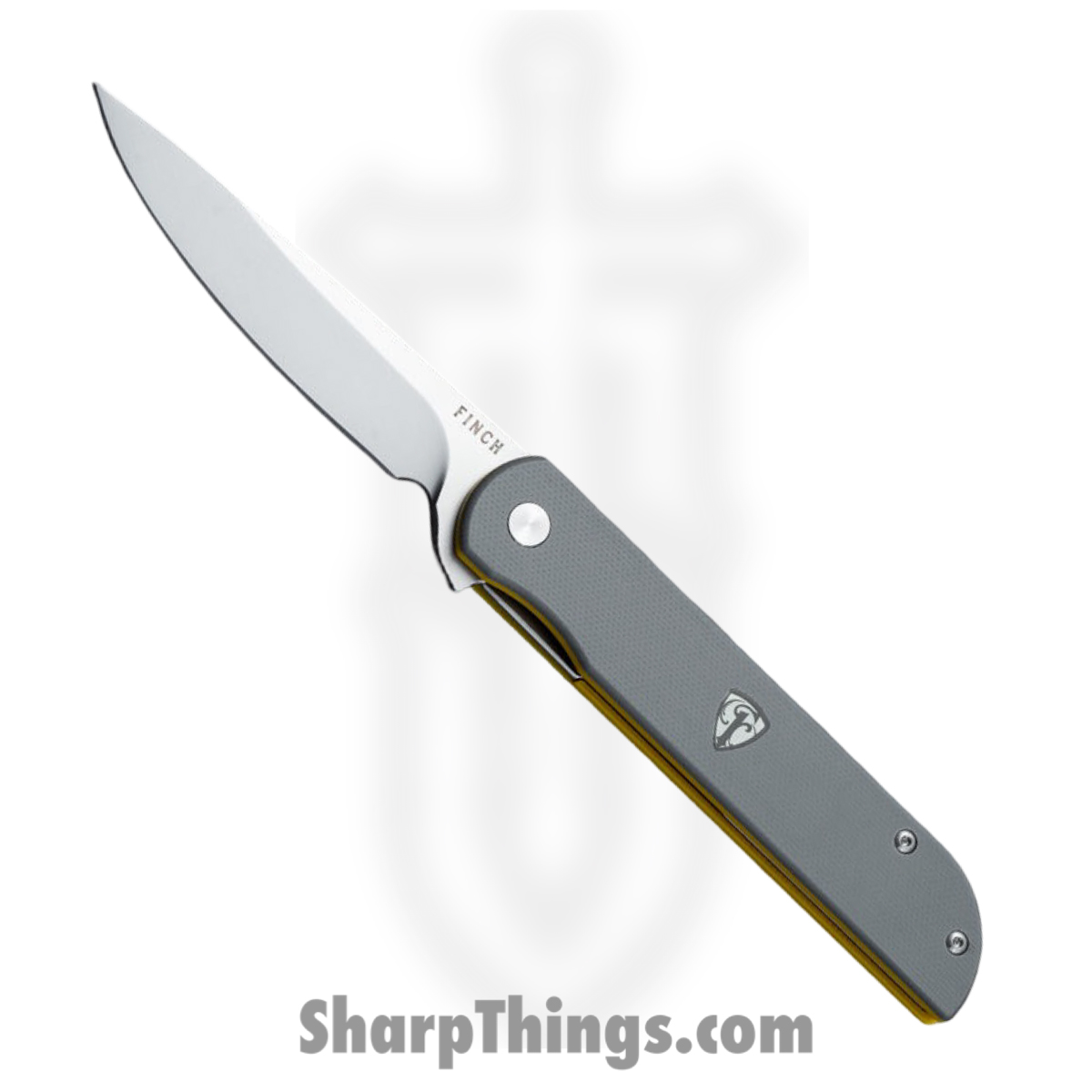 bbbaa8cd-44f7-49e7-a399-3fcf9fe5f2ab_CM007002_1.jpg Finch Knife Co. - FKCM007002 - Cimarron - Folding Knife - 14C28N Blasted Drop Point - G10 - Grey Yellow - Image 1