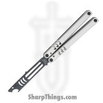 Squid Industries - 04TR04CK01SL - Mako V4.5 Inked Bottle Opener Balisong Trainer - 304 Stainless 6061-T6 - Black and Silver