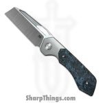 High Grain Knives - HGKBLUCF - DeVille - Folding Knife - Magnacut Hollow Grind Satin Wharncliffe - Ti Carbon Fiber - Blue
