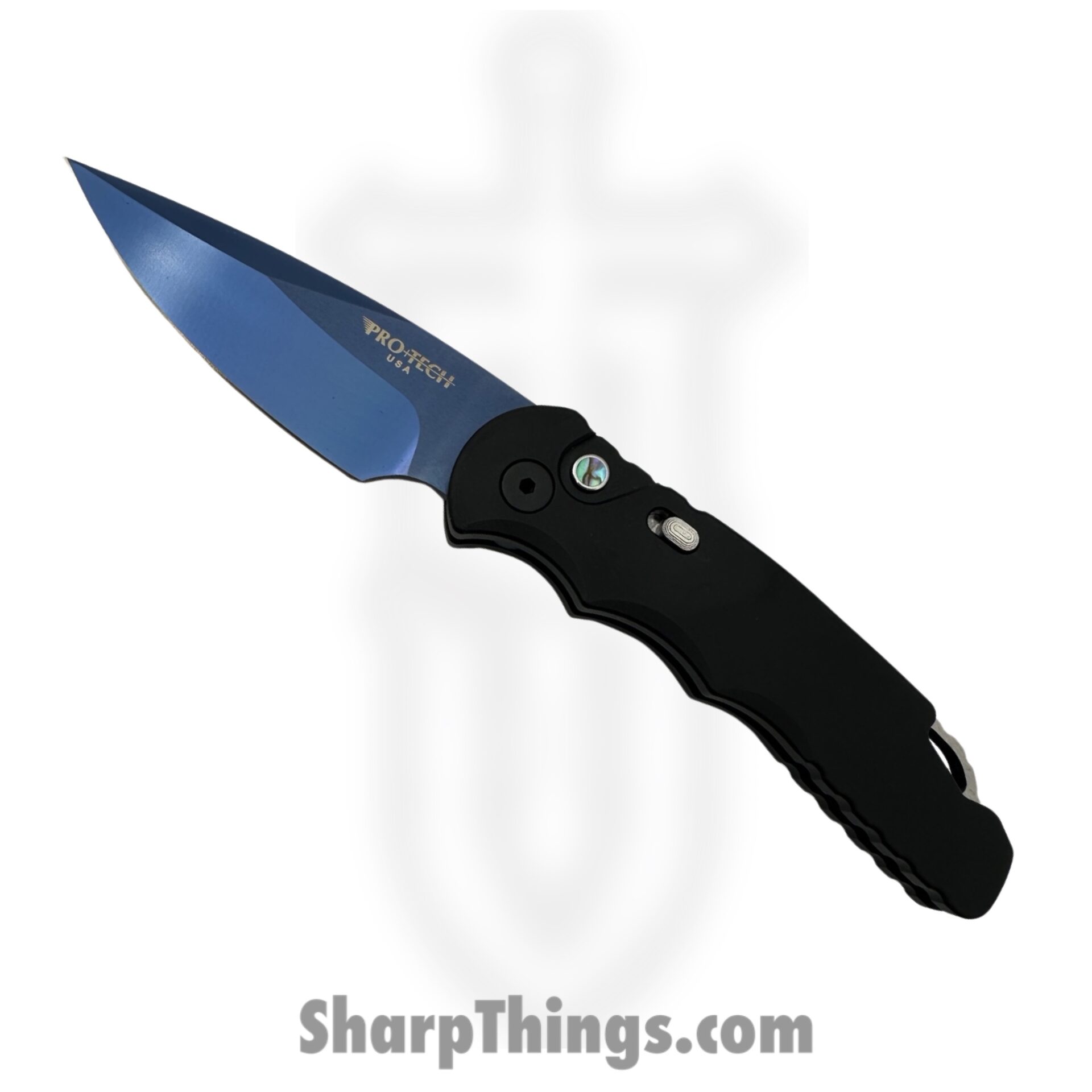 bd4b3ef0-50d5-4228-a9a7-194b8c93a572_T503-SB_1.jpeg ProTech - T503-SB - Tactical Response 5 - Automatic Knife - 154CM Sapphire Blue Drop Point - 6061-T6 Aluminum - Black - Image 1