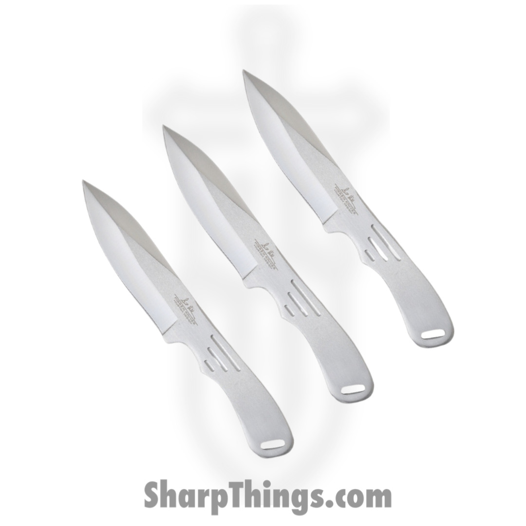 bd537a4c-256e-4551-bb7e-8928fe003a8e_GH2011_1.jpg Gil Hibben - GH2011 - Large Thrower Triple Set - Fixed Blade Knife - 420 Stainless Satin Drop Point - Stainless - Silver - Image 1