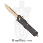 Microtech - 144-14 - Combat Troodon - OTF Auto - Bronzed Apocalyptic Tanto Partially Serrated - 6061-T6 - Bronze
