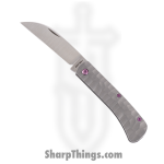 Jack Wolf Knives - Venom-02-TI-ROCK - Venom Jack - Folding Knife - S90V Satin Sheepsfoot - Rock Pattern Titanium - Purple
