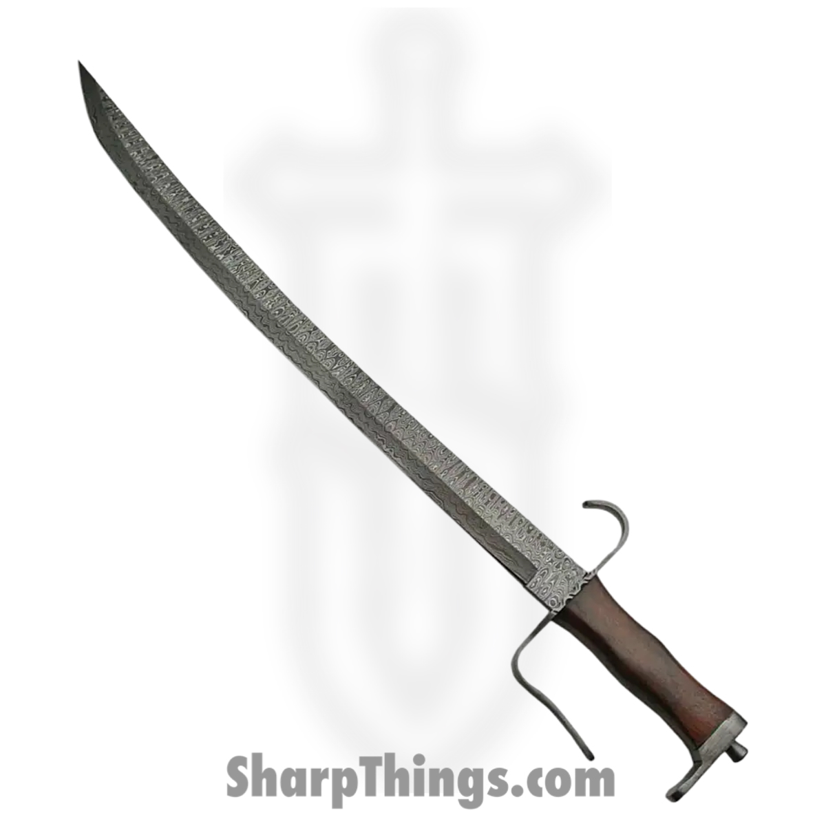 be0470c4-eeb1-452d-af2f-3fabd9d1cb9a_DM5009_1.jpg Damascus - DM5009 - Short Sword - Fixed Blade Knife - Damascus Clip Point - Rosewood - Brown - Image 1