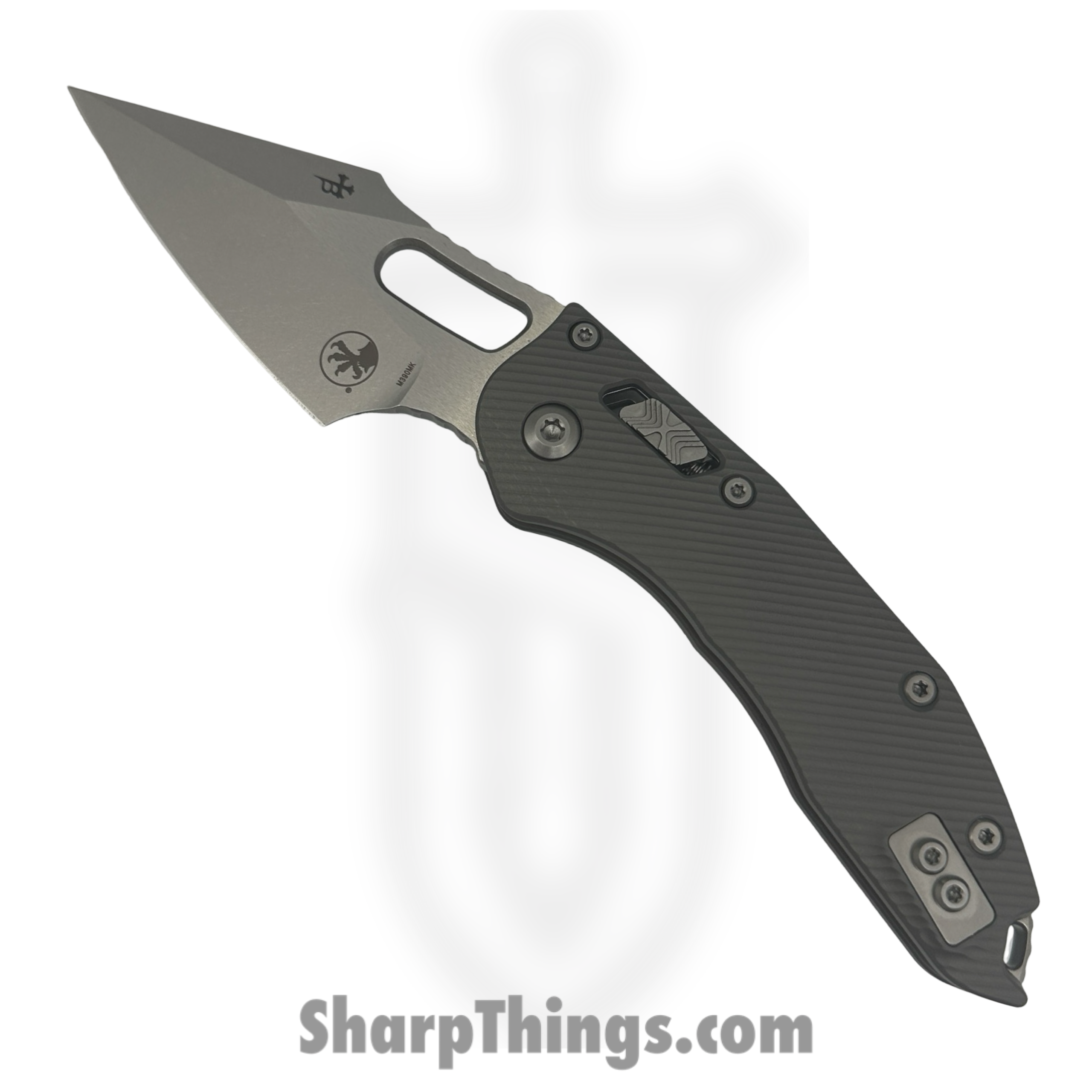 be18c94e-e1c4-4701-b323-069eaf73fa26_169RL-10FLNC_1-scaled-1.png Microtech - 169RL-10FLNC - Stitch RAM-LOK - Folding Knife - M390MK Stonewash Spear Point - Aluminum - Natural Clear - Image 1
