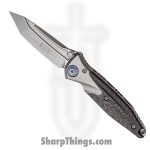 Microtech - 261-7CFTI - Socom Bravo - Folding Knife - M390 Blasted Tanto - Titanium/CF Scales - Black/Gray