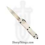 Microtech - 122-1SAD - Ultratech D/E Sand Trooper Deep Engraved - OTF Auto - M390 Coated Dagger - 6061-T6 Aluminum - Gray White Tan