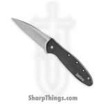 Kershaw - 1660SWBLK - Leek - Folding Knife - 14C28N Stonewash Drop Point - 6061 T6 Aluminum - Black