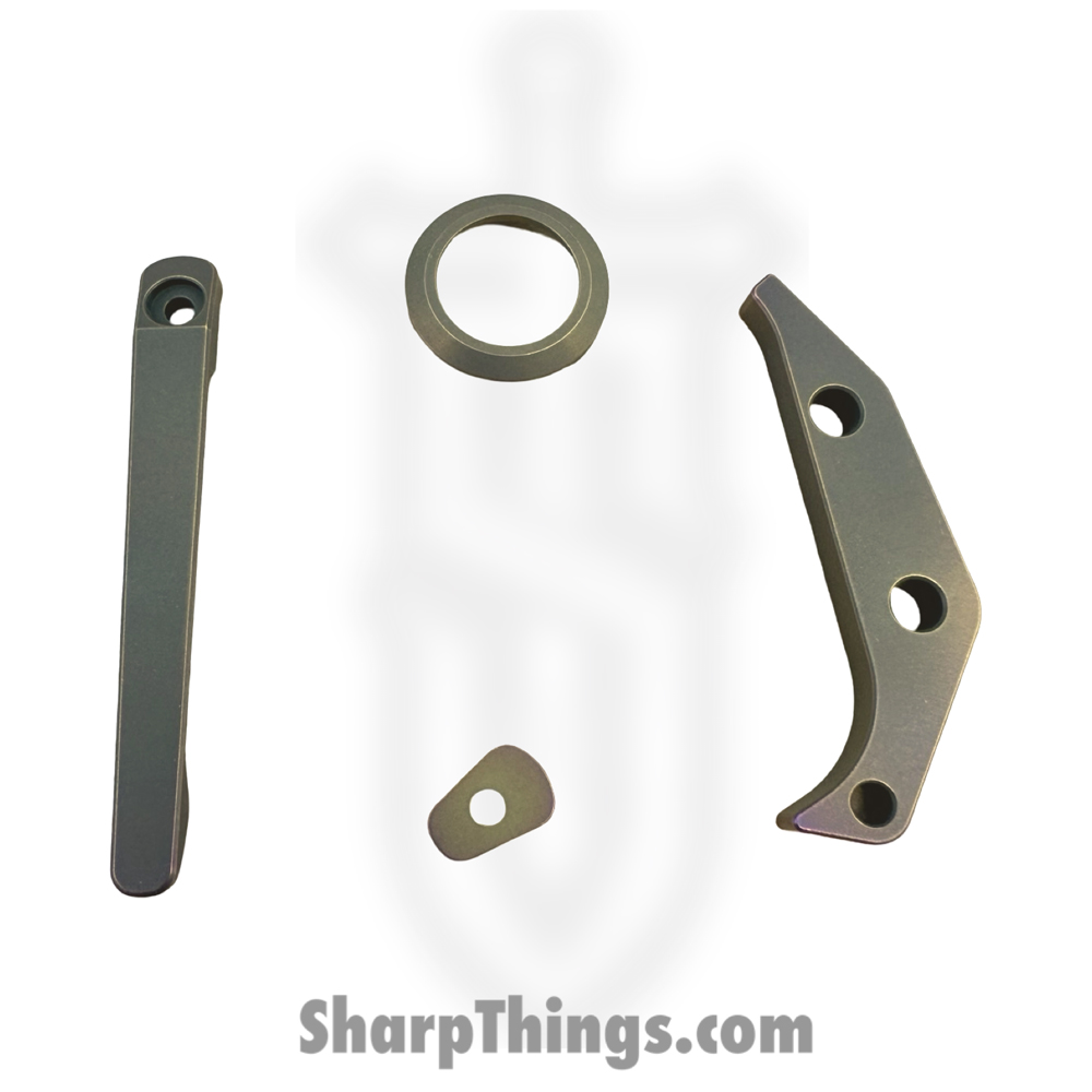 bf627552-4602-47ae-99a9-93df8b8e70eb_AK-TRUF-AC-SARU_1.jpg Aurora Knife and Tool - AK-TRUF-AC-SARU - Truffels Accent Set - Backspacer Pivot Collar Pocket Clip and Clip Filler - Titanium - Satin Rust - Image 1