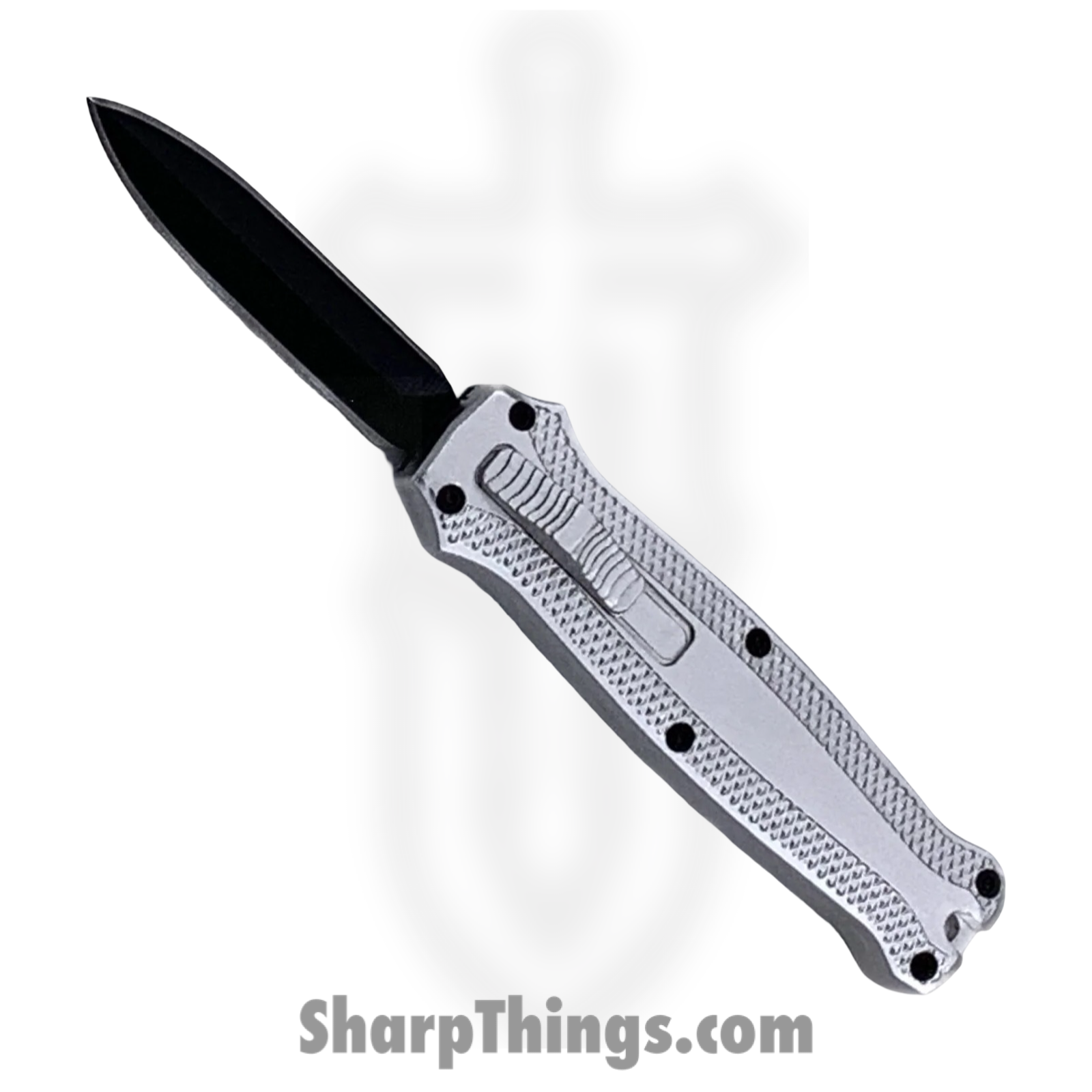bf9aeb05-d35f-4220-a6f2-dcbbcb900b52_M-6-SR_1.png VOC - M-6-SR - Might Mini - OTF Auto - Stainless Coated Dagger - Aluminum - Gray - Image 1