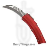 Heretic Knives - H060-2A-RED - Roc - OTF Auto - Magnacut Stonewash Hawkbill - 6061-T6 Aluminum - Red