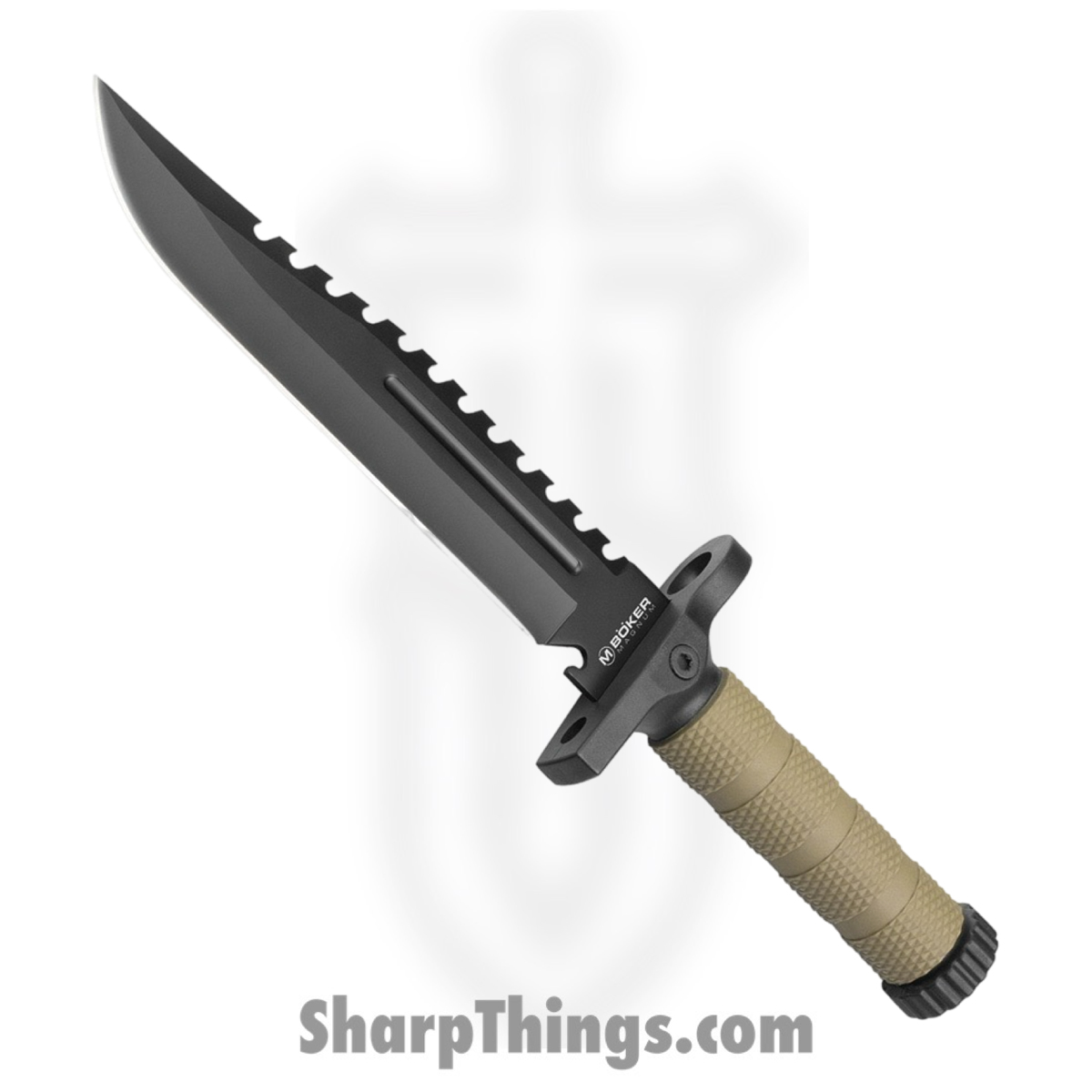 c17e8a65-c2e8-45c7-b6e8-b45447dfb22b_BOM02SC005_1.jpg Boker Magnum - BOM02SC005 - M-Spec Survival Knife - Fixed Blade Knife - 7Cr17MoV Coated Sawback - FRN - Green - Image 1
