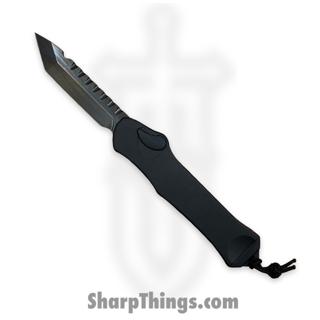 c18bbb20-98ca-46ab-8196-0fb240eeabe2_H006-6A-T_1.jpg Heretic Knives - H006-6A-T - Hydra - OTF Auto - Magnacut DLC Tanto - Aluminum - Black - Image 1