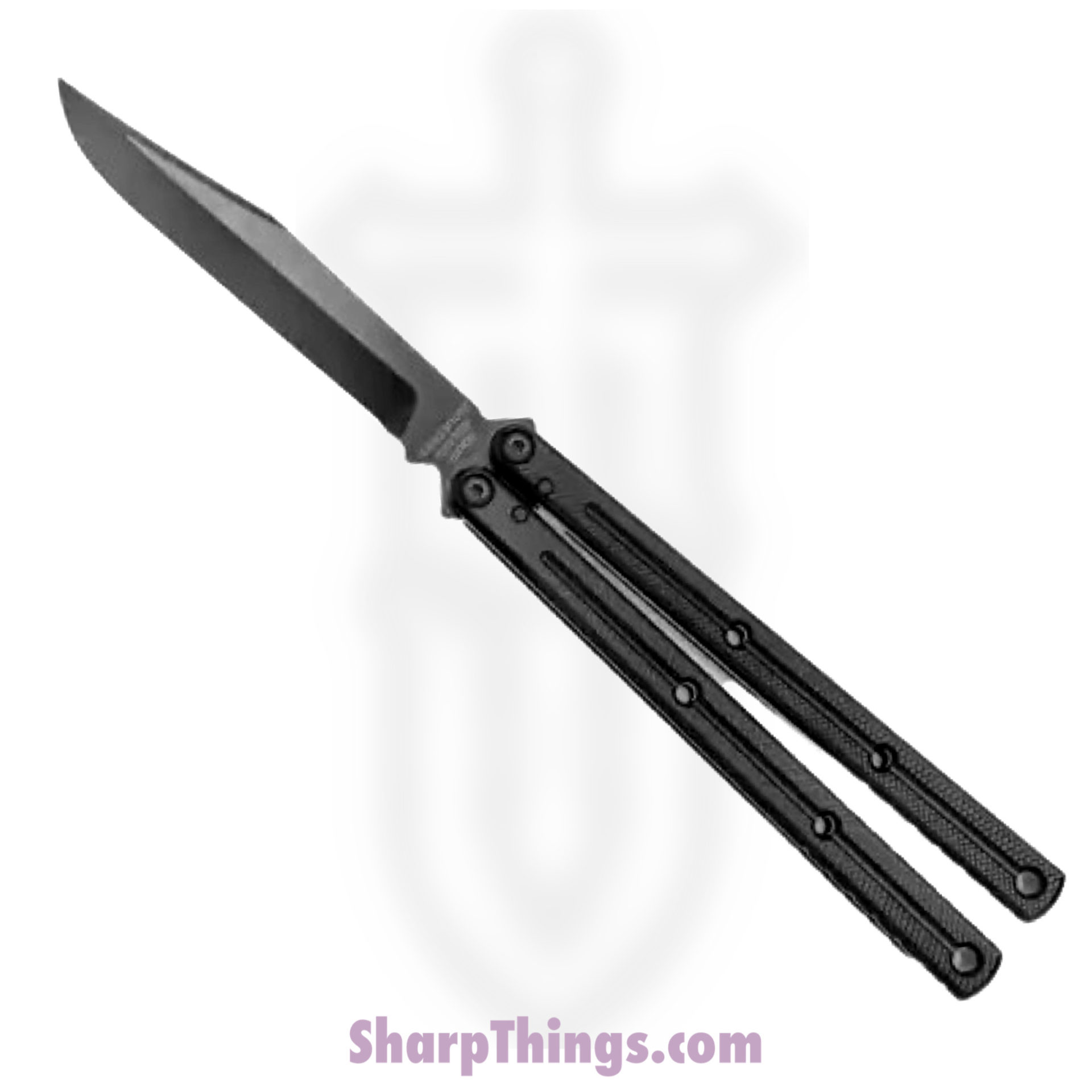 c1d729b0-7a34-4390-95f7-a53b351a22fb_BS0500_1.jpg Squid Industries - BS0500 - Krake Raken V2.5 - Balisong - Inked Bowie - 7075 Aluminum - Black - Image 1