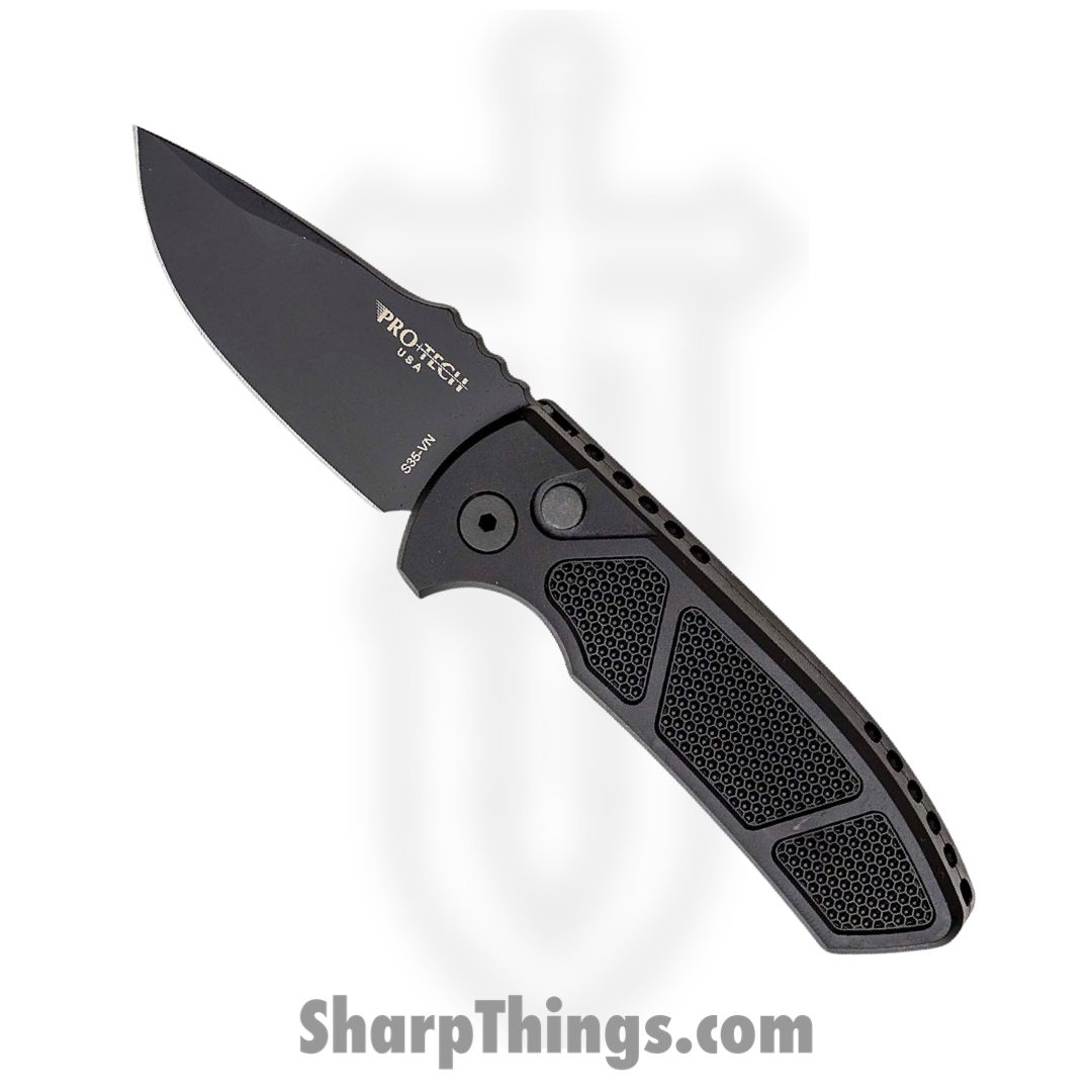 c1f644c0-79af-49a7-b8cd-afd022188ea7_LG407_12.jpg ProTech - LG407 - Les George SBR - Automatic Knife - S35VN Coated Drop Point - Aluminum - Black - Image 1