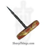 Full Heart Forge - FHF-TS-A-ORYL - T Handle Spike - Fixed Blade Knife - 316 Stainless Satin Spike - Acryllic - Orange, yellow