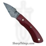 Royalty Rings Co. - RRC-LgNyx-01 - Large Nyx - Fixed Blade Knife - Baker Forge Bronzemai -Damacore Damascus Kiridashi - Burlap Micarta - Red/White