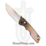 Attention 2 Detail Mercantile - A2DBLmBrzFrg - Bar Lock Medium - Folding Knife - RWL34 Steel Satin Drop Point - Frag Patterned Titanium - Bronze