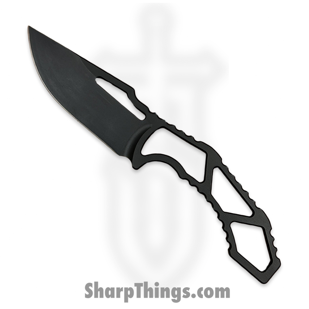 c303333c-922d-42b4-b50b-334ae983fb3b_SRK1-MSTG-DP_1.jpg SkyRaider Knives - SRK1-MSTG-DP - Mustang - Fixed Blade Knife - Skeleton - A2 - Coated - Drop Point - Black - Image 1