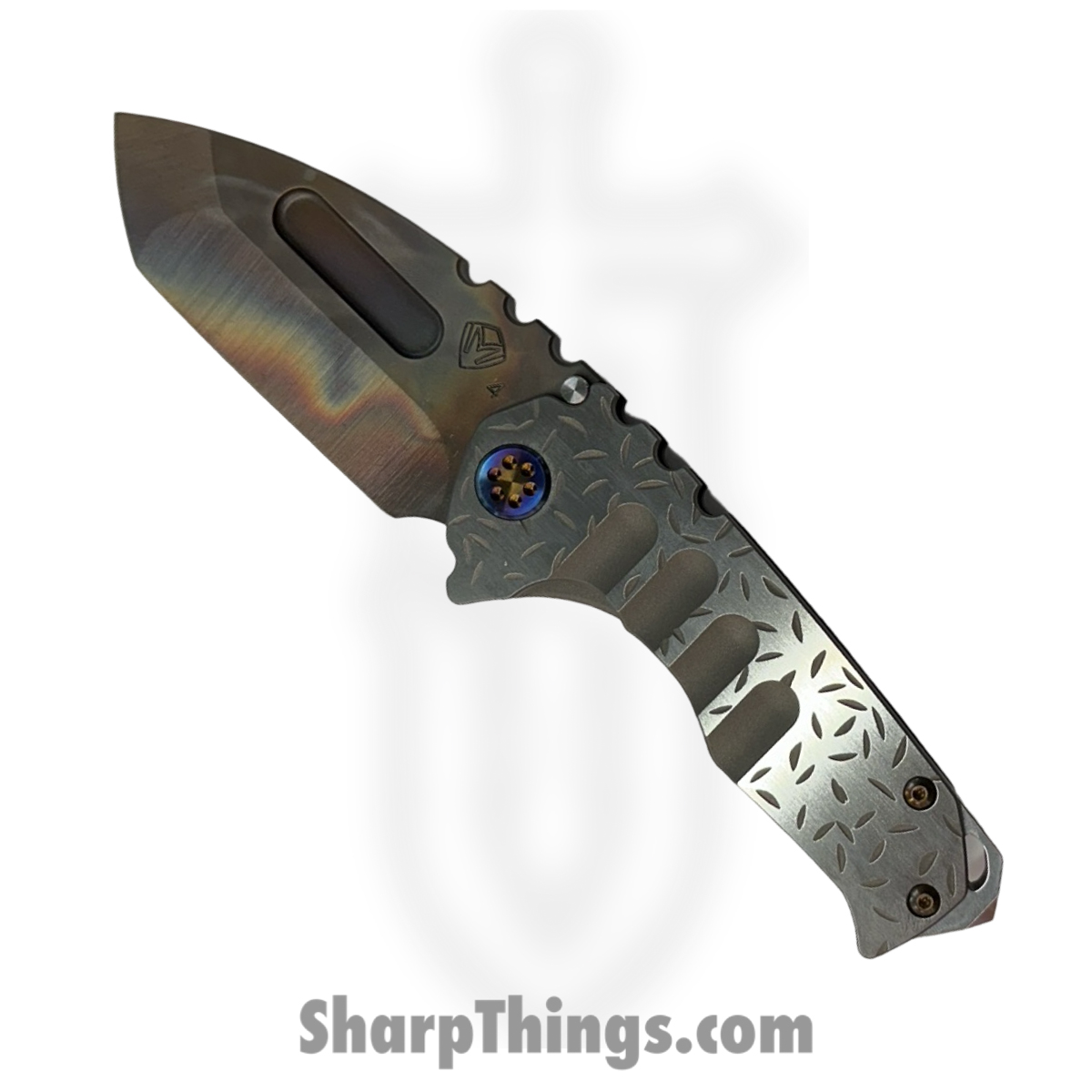 c369f305-85a7-4145-94f3-93a908682cbe_MK0294VT-01TM-TFCF-BN_1.jpg Medford Knife and Tool - MK0294VT-01TM-TFCF-BN - Genesis "T" - Folding Knife - S45VN Vulcan Tanto - "Jasmine Fields" Titanium - Silver - Image 1