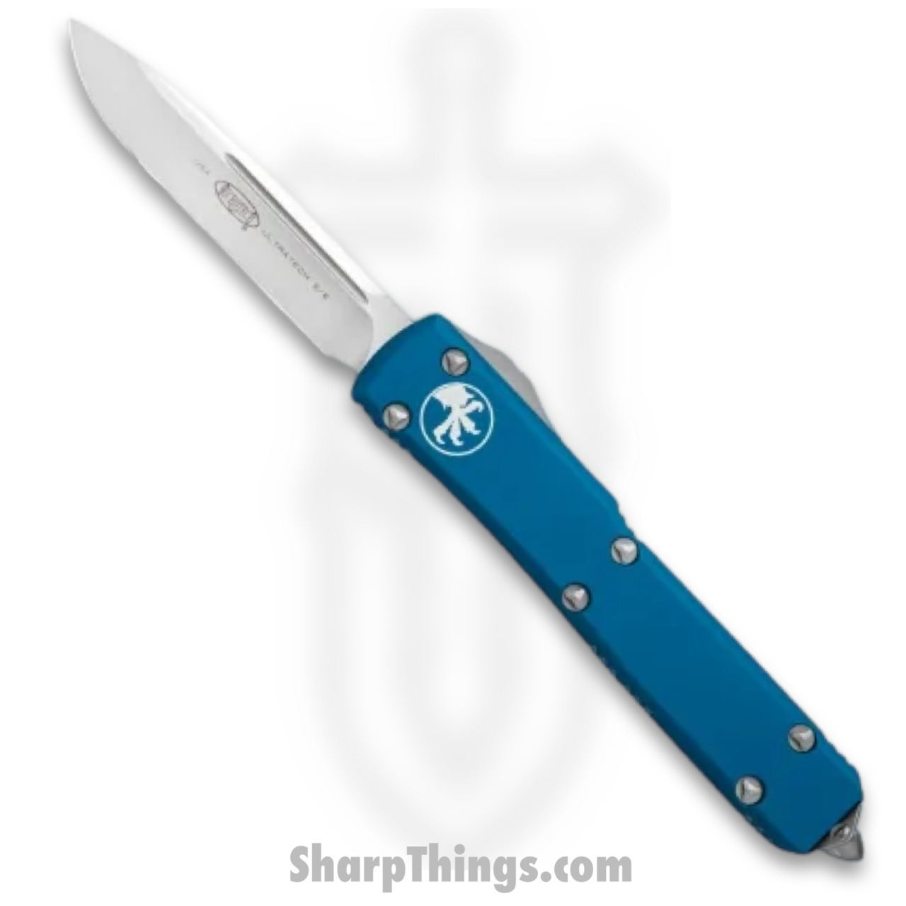 c36bc5ff-fd6f-4bb6-99ce-58c69baa5bd5_121-10BL_1.jpg Microtech - 121-10BL - Ultratech OTF S/E Automatic Drop Point Knife - 6061-T6 Aluminum - Blue - Image 1