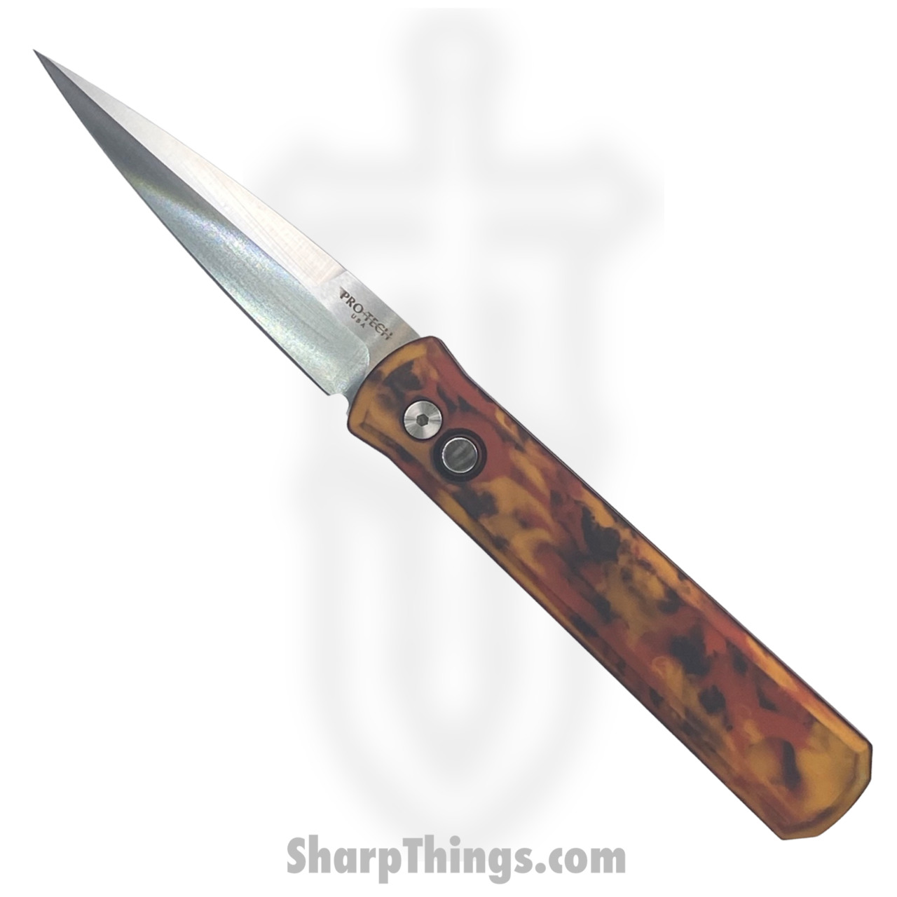 c3c17004-eb8b-4563-98aa-d11c2e722977_921-DF1_1.jpg ProTech - 921-DF1 - Godfather "Del Fuego" - Automatic Knife - 154CM Satin Spear Point - Aluminum - Black/Orange - Image 1