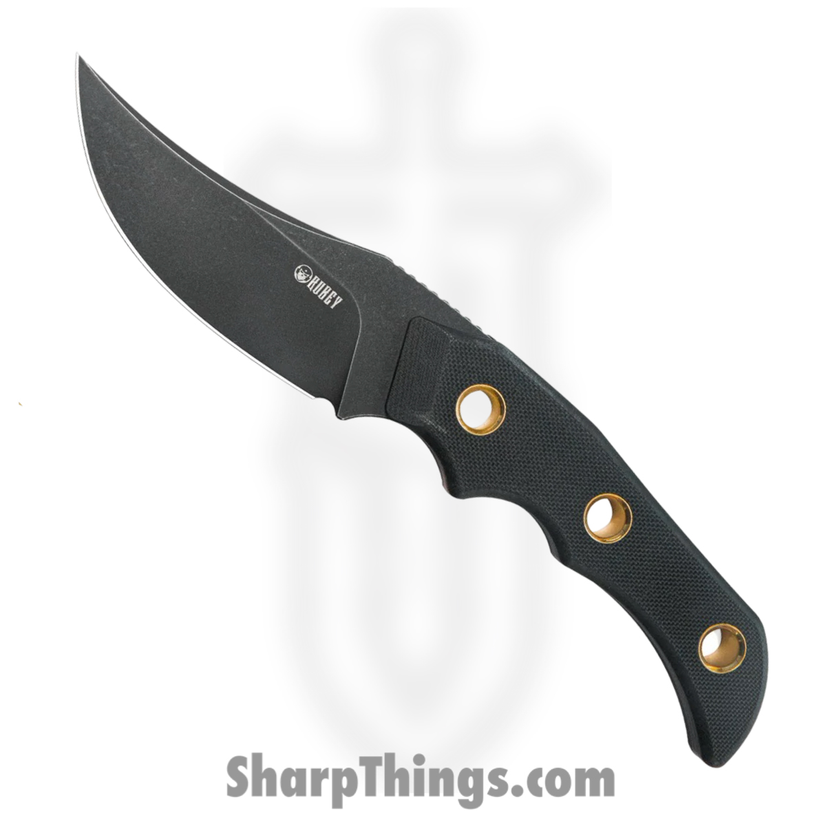 c3e564d2-f4b9-4487-8484-855c63ebc550_KUB375B_1.jpg Kubey - KUB375B - Willumsen Hunter - Fixed Blade Knife - 14C28N Blackwash Clip Point - G10 - Black Gold - Image 1