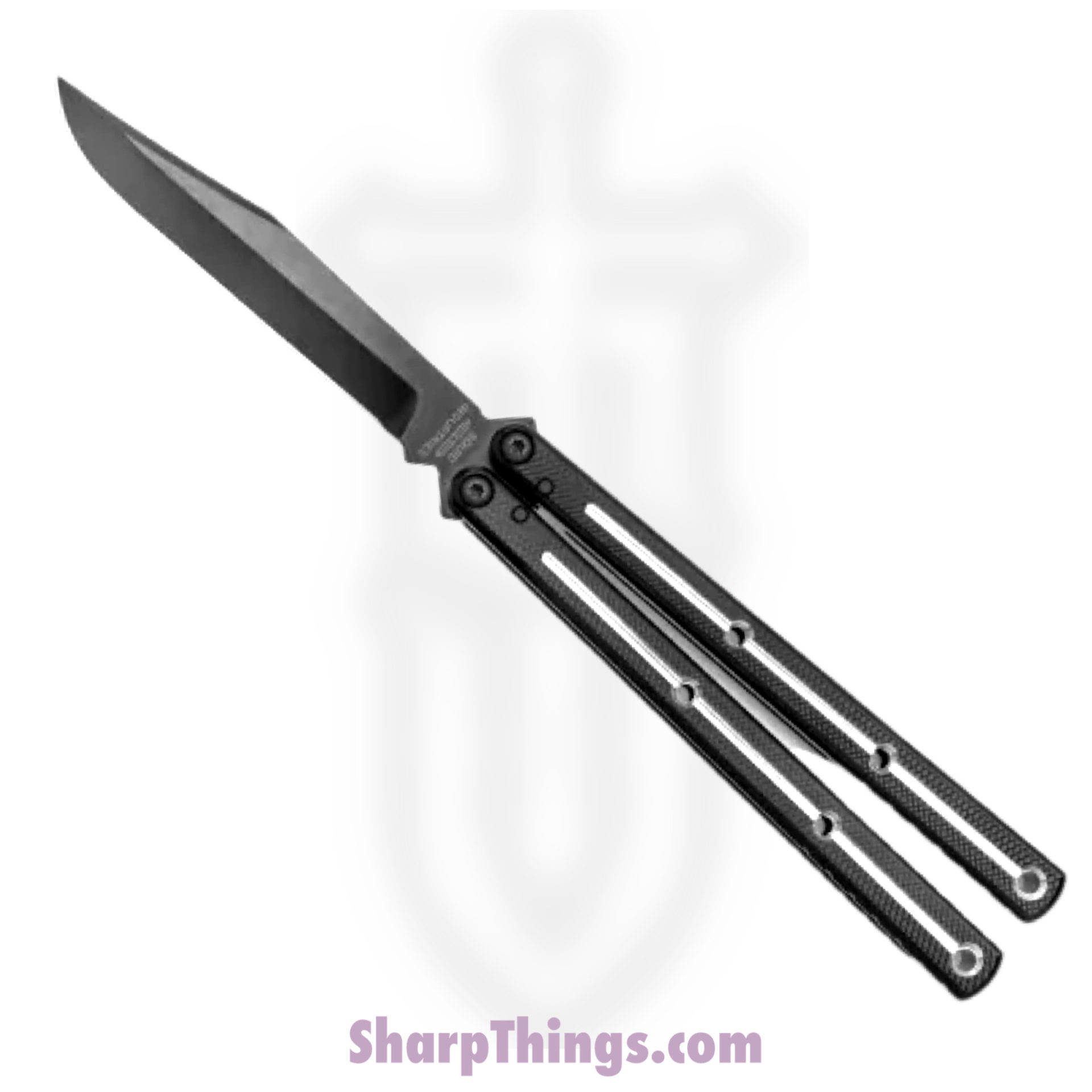 c42fcc4d-e1ac-4a9c-b8d5-5f4d01699d3a_BS0501_1.jpg Squid Industries - BS0501 - Krake Raken V2.5 DT - Balisong - Inked Bowie - 7075 Aluminum - Black - Image 1