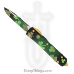 Microtech - 121-1SPDS - Ultratech Signature Series Tactical Automatic OTF Knife - Green Lucky Clover