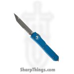 Microtech - 123-11APBL - Ultratech - OTF Auto - Elmax, M390, 204P Apocalyptic Tanto - 6061-T6 Aluminum - Blue