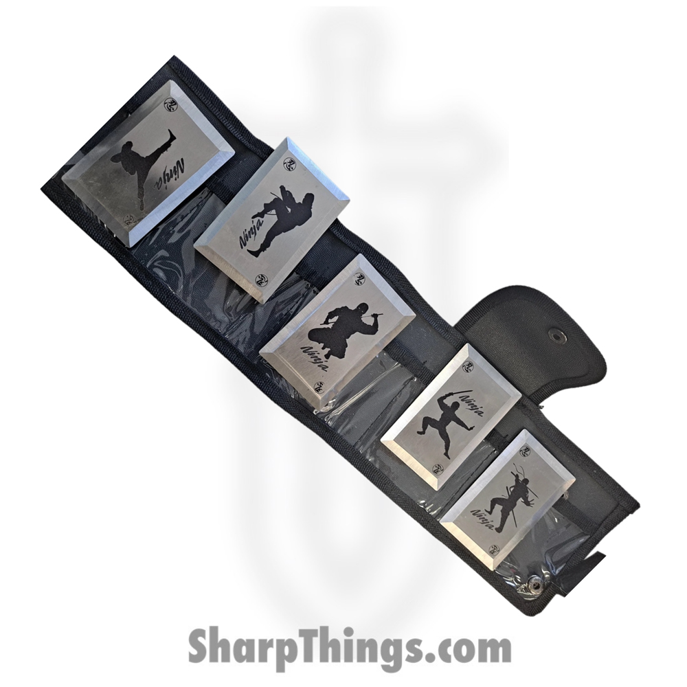 c717394f-f630-4aa0-95cd-95642b389678_TS-9112_1.jpg Tiger USA - TS-9112 - 5 Piece Ninja Throwing Cards with Nylon Case - Surgical Steel - Silver Black - Image 1
